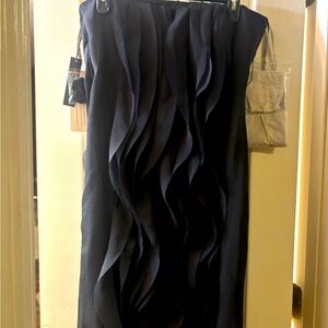 David’s Bridal Strapless Crinkle Chiffon Dress with Raw Edge